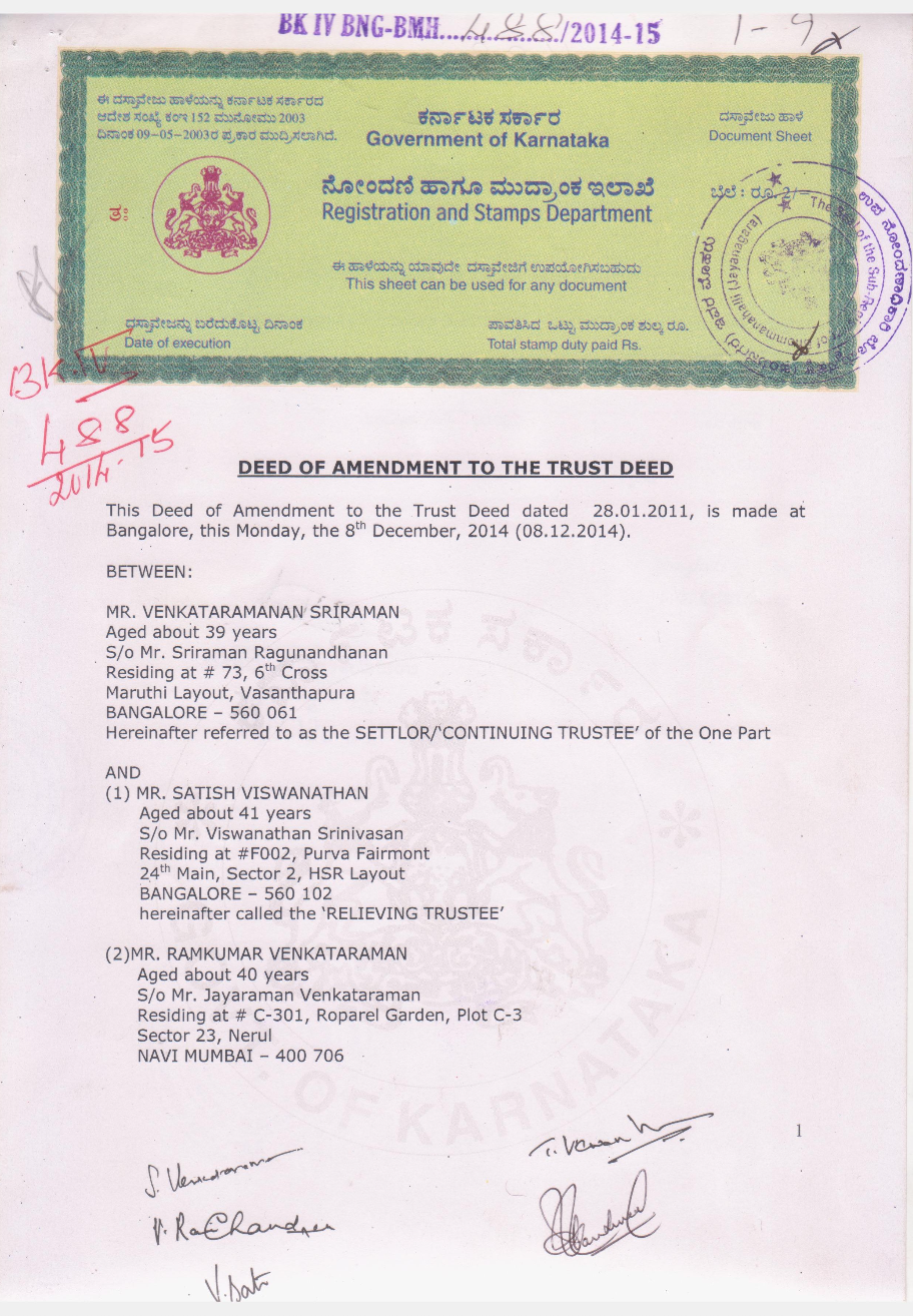 Trust Deed ammendment - Dec 2014
